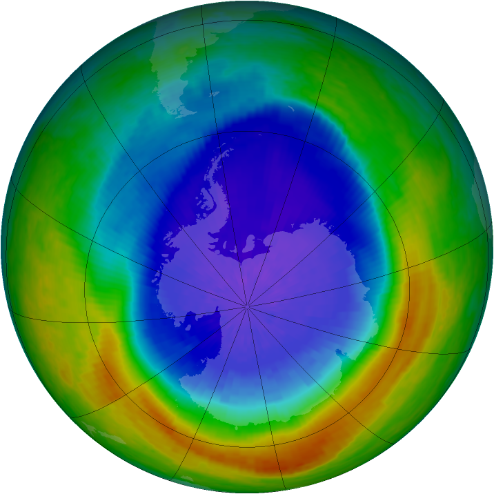 Antarctic ozone map for 27 September 2004